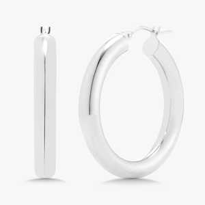 20 mm <b>Hoop</b> <b>Earrings</b> Thick Lightweight Hollow Tube Round Shape Classic Everyday Wear Luxury Huggies Latch Back 14k 18k <b>Solid</b> Gold - Product Image 3