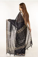 Saree Katun Premium untuk Wanita Bordir Emas Modern Hiasan Ornamen Cepat Kering Bebas Kerut Pakaian Etnik India yang Elegan.