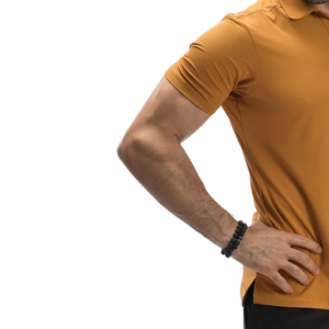 T-shirt de golf décontracté pour homme, en maille moutarde, léger, respirant, anti-humidité, en polyester et élasthanne, coupe ajustée - Product Image 5