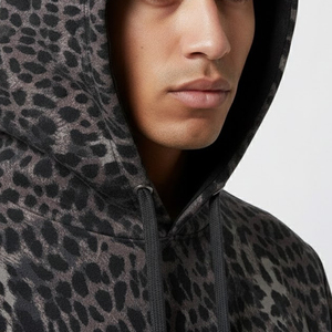 Mens <b>Leopard</b> <b>Print</b> Hooded Sweatshirt Regular Fit Casual Long Sleeve 100% Polyester French Terry Autumn Wear - Product Image 5