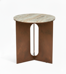 Mesa auxiliar de metal con superficie de mármol disponible en varios acabados de mármol y metal para sala de estar B2B India - Product Image 4