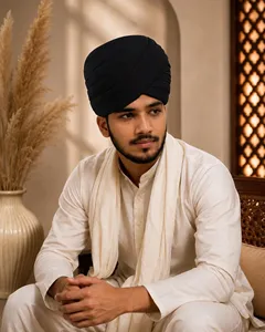 Turbante Sikh Negro al por Mayor para Hombre |   Pagri, Dastar, Tocados Listos para Usar - Product Image 2