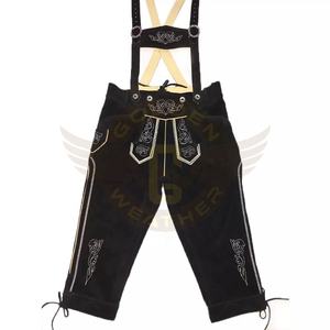 OEM Personnalisé Nouveaux Shorts Lederhosen Bavarois Dorés pour l'Oktoberfest Unisexe Allemagne Traditionnels Taille Moyenne Écologiques à Boutons - Product Image 1