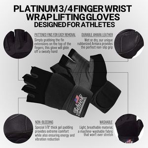 Platinum Lifting <b>Gloves</b> - Weightlifting <b>Gloves</b> with Wrist Wrap Support for Gym Workouts - Product Image 6