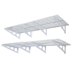 Set di 2 Mensole Galleggianti Bianche 2x6ft (61x183cm), Scaffale per Garage, Organizzatore in Ferro e Tessuto per Casa e Cucina - Product Image 3
