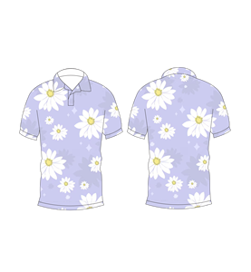 เสื้อโปโลพิมพ์ลายดอกเดซี่ลาเวนเดอร์สำหรับผู้ชายแขนสั้นเสื้อกอล์ฟฤดูร้อนแบบลำลอง - Product Image 6