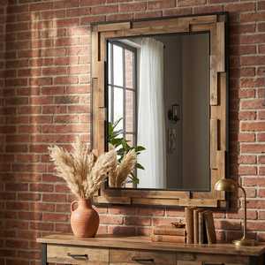 Orion Handicraft Premium Round Wooden <b>Wall</b> <b>Mirror</b> Modern Natural Wood Frame Decorative Handmade Eco-Friendly Home Interior - Product Image 1