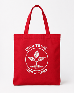 Red <b>Canvas</b> <b>Tote</b> Bag with Letter Print Large Beach Use Groceries Bag Hand Length Handle - Product Image 1