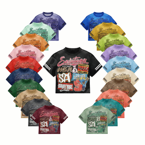 Camiseta Corta de Algodón 100% con Hombros Caídos, Diseño de Logotipo Personalizado, Nueva Colección, Estilo Urbano Moderno, Impresión Puff, MOQ Bajo - Product Image 1