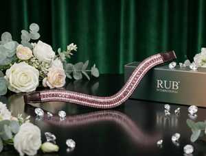 Diadema de cuero Rub International 7860B de lujo con incrustaciones de perlas y diamantes de imitación rosas, forma ondulada, cómoda, tamaño personalizado - Product Image 2
