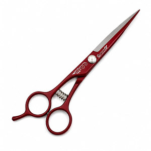 Ciseaux de coiffure professionnels rouges en acier inoxydable, lame tranchante, pour droitiers, manche long, outil de coupe pliable pour salon de coiffure - Product Image 4