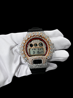 Jam Tangan Analog Mewah Bertabur Batu Moissanite Tahan Air dengan Tali Karet Kustom Hip Hop Bling Stop Watch