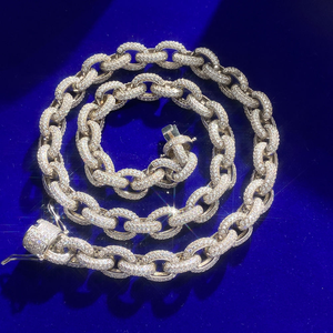 Collier chaîne cubaine en argent 925 plaqué or rose avec moissanite, style vintage ultra-icéré effet diamant, bijou de luxe hip-hop unisexe, cadeau - Product Image 4