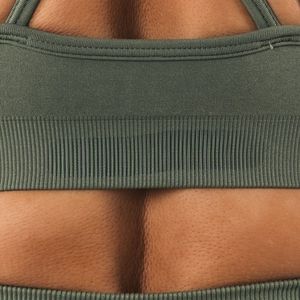 Sujetador Deportivo con Escote Profundo en V para Mujer, Color Verde Oliva, Sujetador Deportivo con Soporte, Transpirable, para Entrenamiento, Running, Yoga, Ropa Deportiva - Product Image 6