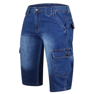 Men's Cargo Denim Shorts Mid Waist Medium Wash Cotton Casual Summer Pockets Woven Style Quick Dry Eco-Friendly Waterproof - Product Image 1