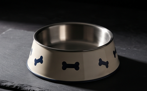 Bol de nourriture pour animaux de compagnie en émail en forme d'os, rond, en acier inoxydable, pour chiens et chats, avec base antidérapante en caoutchouc, gamelle d'alimentation, plats OEM, vente en gros - Product Image 2