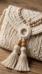 Cotton Tassel With Wooden Beads Minimalist Home Decor Hanging <b>Ornament</b> For Living Room Indoor Use - Product Image 5
