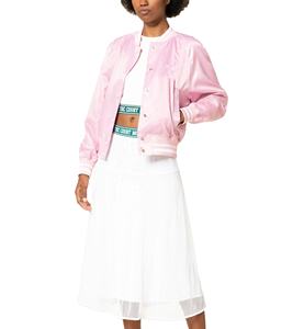 Custom Satin Varsity Jacket Women High Quality Shiny Silk Bomber Jacket Casual Snap Button Raglan Sleeve Letterman Jacket - Product Image 3