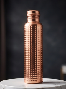 Wholesale Tall Fine Hammered Pure Copper Water Bottle Traditional Ayurvedic Leakproof Sports Drinkware - Product Image 3