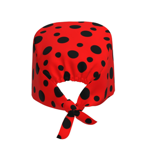 Red and Black Polka Dot Scrub Cap with Adjustable <b>Tie</b> <b>Back</b> - Cotton Breathable Surgical Hat for Nurses & Dentists - Product Image 2
