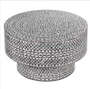 ILAHI's Bone Inlay <b>Table</b> Modern Design Agate Detailing <b>Storage</b> Portable Home Furniture - Product Image 2
