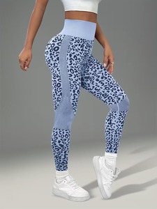 High-Waist Leopard Pattern Fitness Leggings | Seamless Tummy Control Gym Yoga Pants | Comfortable Soft Spandex <b>Tights</b> - Product Image 4