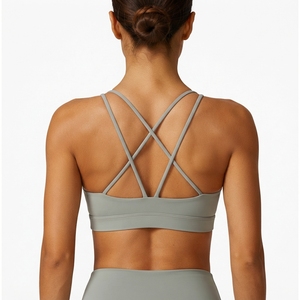 Custom Logo Front Women's Simple Seamless <b>Halter</b> <b>Neck</b> High Support Breathable Removable Pad Yoga Fitness Workout Sports <b>Bra</b> - Product Image 5