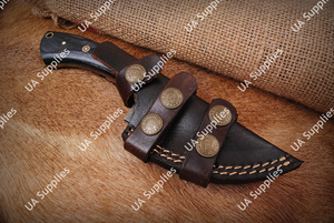 Cuchillo de Caza Multifuncional de Acero de Damasco de Calidad Premium con Patrón Trenzado, Hoja Fija y Mango de Madera Pakka, Venta al por Mayor ODM - Product Image 6