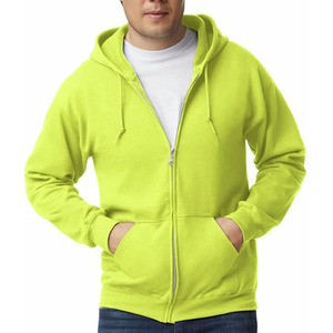 Sweat-shirt à capuche zippé vert lime pour homme, coupe classique, décontracté, en molleton de coton, idéal pour l'automne - Product Image 1