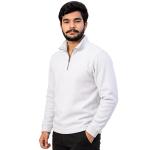Sweat-shirt demi-zip en molleton bouclette épais, style streetwear, vente en gros, direct usine - Product Image 2