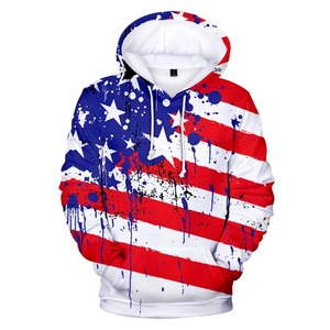 Custom <b>USA</b> Flag Sublimation Hoodie Unisex Polyester Pullover Sweatshirt Casual Streetwear Winter Custom Logo OEM ODM - Product Image 2