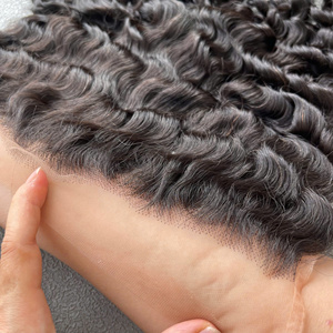 Pelucas de cabello humano con encaje frontal suizo HD y encaje frontal, cabello virgen, cierre de encaje, cabello rizado birmano al vapor, color natural. - Product Image 4