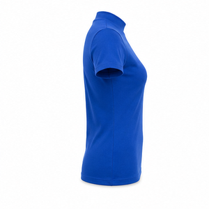 T-shirt à manches courtes pour femme, bleu royal, col rond, décontracté, tricoté, couleur unie, coupe classique - Product Image 2