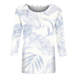 เสื้อยืดคอกลมแขนสามส่วนพิมพ์ลายดอกไม้สำหรับผู้หญิงไซส์ใหญ่ เสื้อถักลำลอง พิมพ์ลายดิจิทัล ผลิตจากโพลีเอสเตอร์ จากบังกลาเทศ - Product Image 1