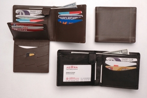 Customizable Leather Men's <b>Wallet</b> with RFID Protection and <b>Fold</b> Closure - Product Image 2