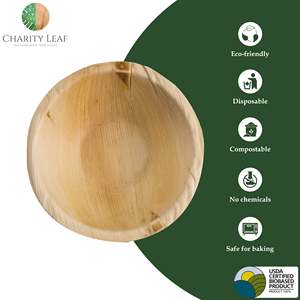 Ciotola Rotonda in Foglia di Palma Naturale da 5 Pollici per Stoviglie e Decorazioni da Tavola - Product Image 5