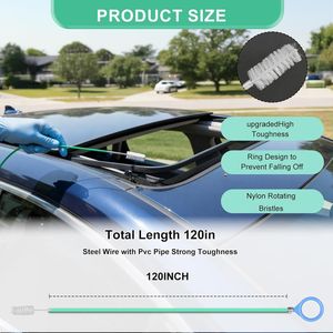 Strumento per la pulizia del tettuccio auto con tubo flessibile da 120 pollici, spazzole per lavaggio auto con tubo lungo extra per parabrezza - Product Image 5