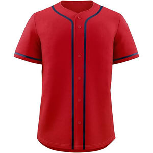 Maillot de baseball style professionnel en mélange de polyester de qualité supérieure, tissu respirant, coupe traditionnelle avec boutons sur le devant et manches raglan. - Product Image 5