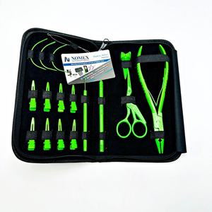 Kit d'outils pour extensions de cheveux pour étudiants, pinces de sectionnement des cheveux en acier inoxydable avec revêtement en poudre verte, outil à boucle et à crochet - Product Image 3