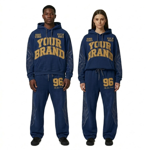 Conjunto de Chándal de Lujo Personalizado de 500GSM, Sudadera con Capucha de Algodón Orgánico Pesado, Forro Polar Grueso, Pantalones Jogger Oversize 2026 - Product Image 1