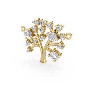Pendentif Charme Arbre de Vie Aarinya en Or 18 carats avec Diamant de Laboratoire Certifié IGI, Multi-Pierres Taille Brillant, Motif Arbre Généalogique - Product Image 4