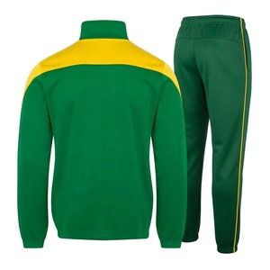 Conjunto Deportivo Personalizado para Hombre en Verde y Amarillo, Sudadera con Cierre Completo y Cuello Alto de Alta Calidad, Pantalones Deportivos a Juego - Product Image 2