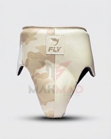 Ensemble de protection complet pour la boxe Fly Leather : Gants, protège-tête et protège-glandes, blanc et camouflage désertique – Neuf et professionnel