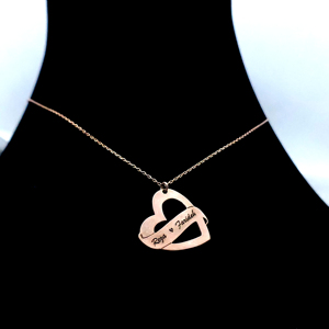 Collar de Plata de Ley 925 con Doble Corazón Personalizado, Chapado en Oro Rosa Minimalista, Personalizable, Unisex, para Uso Diario - Product Image 1