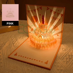 Carte de vœux 3D écologique personnalisée, faite à la main, en papier, avec gâteau et ballon, pour anniversaire, cadeau, Noël, remise de diplôme, Pâques - Product Image 4