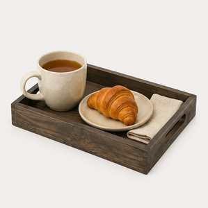 Wholesale <b>Small</b> Rectangular Ash Wood Serving Tray With Built-In Handles Eco-Friendly Rustic Decorative Tray For <b>Coffee</b> <b>Table</b> - Product Image 2