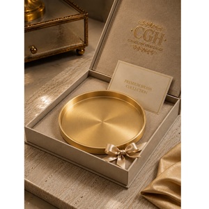 Assiette de service en laiton poli de qualité supérieure, non toxique, finition dorée élégante, coffret cadeau de luxe, mariage, maison, restaurant, hôtel, spécial - Product Image 1