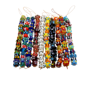 Handmade Lampwork Glass Loose <b>Beads</b> | Colorful Mixed Style Multi Shape Dotted Designs | DIY Crafts 8" Strand - Product Image 1