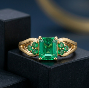 Green Onyx <b>Statement</b> <b>Ring</b> Multi Stone <b>Ring</b>, 925 Sterling Silver Gold Plated Handmade Jewelry Gift At Wholesale Price - Product Image 3