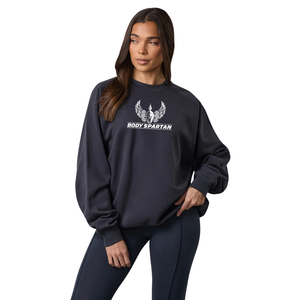 Sweat-shirt oversize bleu marine pour femme, coupe décontractée, pull à manches longues, streetwear décontracté, toucher doux, confort quotidien - Product Image 1